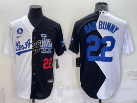 Wholesale Men\'s Los Angeles Dodgers #22 Bad Bunny White Black Number 2022 Celebrity Softball Game Cool Base Jersey