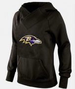 Wholesale Cheap Women's Baltimore Ravens Logo Pullover Hoodie Black-1