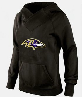 Wholesale Cheap Women\'s Baltimore Ravens Logo Pullover Hoodie Black-1