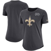 Wholesale Cheap NFL Women's New Orleans Saints Nike Anthracite Crucial Catch Tri-Blend Performance T-Shirt