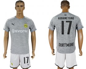 Wholesale Cheap Dortmund #17 Aubameyang Grey Soccer Club Jersey