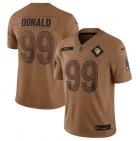 Wholesale Cheap Men\'s Los Angeles Rams #99 Aaron Donald 2023 Brown Salute To Service Limited Football Stitched Jersey