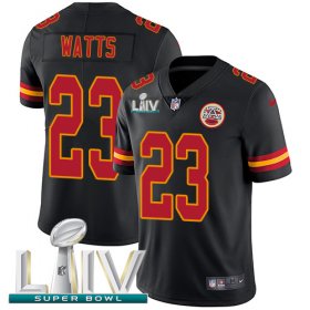 Wholesale Cheap Nike Chiefs #23 Armani Watts Black Super Bowl LIV 2020 Men\'s Stitched NFL Limited Rush Jersey