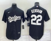 Wholesale Cheap Men's Los Angeles Dodgers #22 Clayton Kershaw Black Turn Back The Clock Stitched Cool Base Jersey