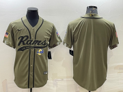 Wholesale Cheap Men's Los Angeles Rams Blank Olive Salute to Service Cool Base Stitched Baseball Jersey