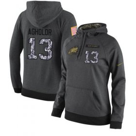 Wholesale Cheap NFL Women\'s Nike Philadelphia Eagles #13 Nelson Agholor Stitched Black Anthracite Salute to Service Player Performance Hoodie