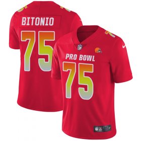 Wholesale Cheap Nike Browns #75 Joel Bitonio Red Men\'s Stitched NFL Limited AFC 2019 Pro Bowl Jersey