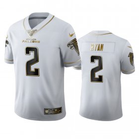 Wholesale Cheap Atlanta Falcons #2 Matt Ryan Men\'s Nike White Golden Edition Vapor Limited NFL 100 Jersey