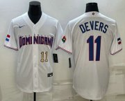Cheap Mens Dominican Republic Baseball #11 Rafael Devers Number 2023 White World Baseball Classic Stitched Jersey