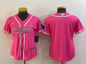 Wholesale Cheap Women\'s Carolina Panthers Blank Pink With Patch Cool Base Stitched Baseball Jersey