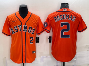 Wholesale Cheap Men's Houston Astros #2 Alex Bregman Number Orange With Patch Stitched MLB Cool Base Nike Jersey