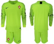 Wholesale Cheap Portugal Blank Shiny Green Goalkeeper Long Sleeves Soccer Country Jersey