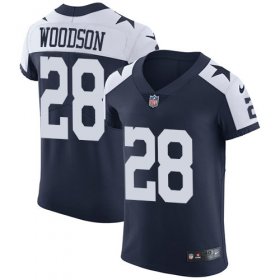 Wholesale Cheap Nike Cowboys #28 Darren Woodson Navy Blue Thanksgiving Men\'s Stitched NFL Vapor Untouchable Throwback Elite Jersey