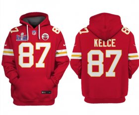Cheap Men\'s Kansas City Chiefs #87 Travis Kelce Red Super Bowl LVIII Patch Limited Edition Hoodie