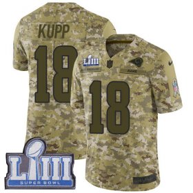 Wholesale Cheap Nike Rams #18 Cooper Kupp Camo Super Bowl LIII Bound Youth Stitched NFL Limited 2018 Salute to Service Jersey