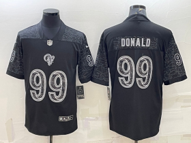 Wholesale Cheap Men\'s Los Angeles Rams #99 Aaron Donald Black Reflective Limited Stitched Football Jersey