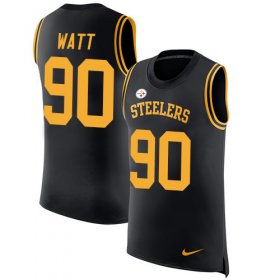 Wholesale Cheap Nike Steelers #90 T. J. Watt Black Team Color Men\'s Stitched NFL Limited Rush Tank Top Jersey