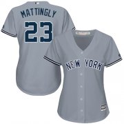 Wholesale Cheap Yankees #23 Don Mattingly Grey Road Women's Stitched MLB Jersey