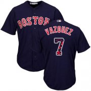 Wholesale Cheap Red Sox #7 Christian Vazquez Navy Blue Team Logo Fashion Stitched MLB Jersey