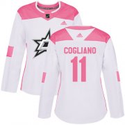 Cheap Adidas Stars #11 Andrew Cogliano White/Pink Authentic Fashion Women's Stitched NHL Jersey