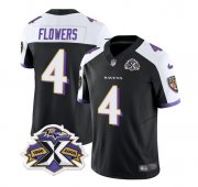 Wholesale Cheap Men's Baltimore Ravens #4 Zay Flowers Black White 2023 F.U.S.E With Patch Throwback Vapor Limited Stitched Jersey