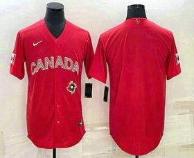 Cheap Men\'s Canada Baseball Blank 2023 Red World With Patch Classic Stitched Jersey