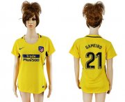 Wholesale Cheap Women's Atletico Madrid #21 Gameiro Away Soccer Club Jersey