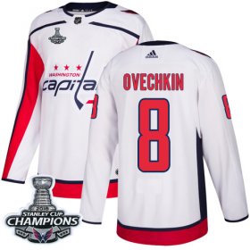 Wholesale Cheap Adidas Capitals #8 Alex Ovechkin White Road Authentic Stanley Cup Final Champions Stitched NHL Jersey