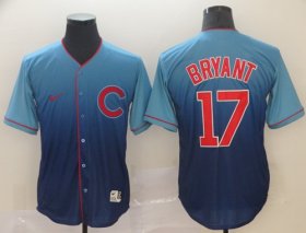 Wholesale Cheap Nike Cubs #17 Kris Bryant Royal Fade Authentic Stitched MLB Jersey