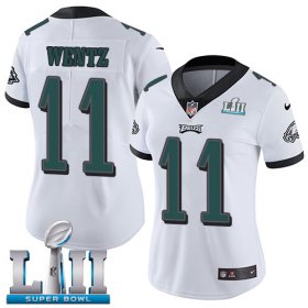 Wholesale Cheap Nike Eagles #11 Carson Wentz White Super Bowl LII Women\'s Stitched NFL Vapor Untouchable Limited Jersey