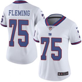 Wholesale Cheap Nike Giants #75 Cameron Fleming White Women\'s Stitched NFL Limited Rush Jersey