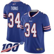 Wholesale Cheap Nike Bills #34 Thurman Thomas Royal Blue Team Color Men's Stitched NFL 100th Season Vapor Limited Jersey
