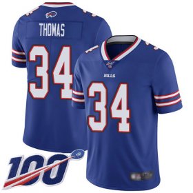 Wholesale Cheap Nike Bills #34 Thurman Thomas Royal Blue Team Color Men\'s Stitched NFL 100th Season Vapor Limited Jersey