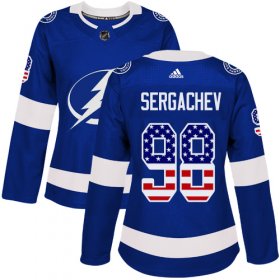 Wholesale Cheap Adidas Lightning #98 Mikhail Sergachev Blue Home Authentic USA Flag Women\'s Stitched NHL Jersey