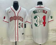 Cheap Mens Mexico Baseball #34 Fernando Valenzuela Number 2023 White World Classic Stitched Jersey