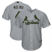 Wholesale Cheap Cardinals #4 Yadier Molina Grey New Cool Base 2018 Memorial Day Stitched MLB Jersey