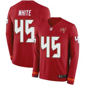 Wholesale Cheap Nike Buccaneers #45 Devin White Red Team Color Men\'s Stitched NFL Limited Therma Long Sleeve Jersey
