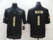 Wholesale Cheap Men's New England Patriots #1 Cam Newton Black Camo 2020 Salute To Service Stitched N