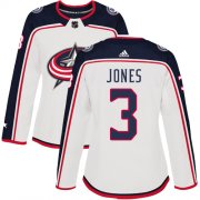 Wholesale Cheap Adidas Blue Jackets #3 Seth Jones White Road Authentic Women's Stitched NHL Jersey