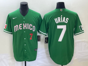 Wholesale Cheap Men's Mexico Baseball #7 Julio Urias Number Green 2023 World Baseball Classic Stitched Jersey 1