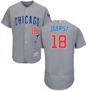 Wholesale Cheap Cubs #18 Ben Zobrist Grey Flexbase Authentic Collection Road Stitched MLB Jersey