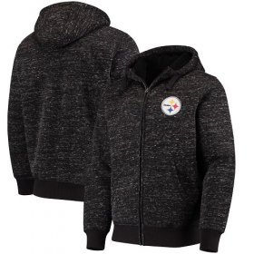 Wholesale Cheap Men\'s Pittsburgh Steelers G-III Sports by Carl Banks Heathered Black Discovery Sherpa Full-Zip Jacket