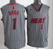 Wholesale Cheap Miami Heats #1 Chris Bosh Gray Static Fashion Jersey