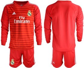 Wholesale Cheap Real Madrid Blank Red Goalkeeper Long Sleeves Soccer Club Jersey