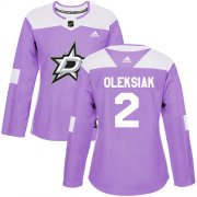 Cheap Adidas Stars #2 Jamie Oleksiak Purple Authentic Fights Cancer Women's Stitched NHL Jersey