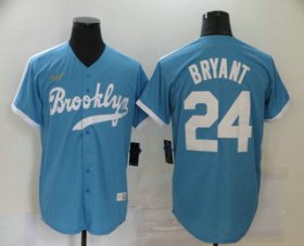 Wholesale Cheap Men\'s Los Angeles Dodgers #24 Kobe Bryant Light Blue Stitched MLB Cool Base Cooperstown Collection Nike Jersey