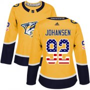 Wholesale Cheap Adidas Predators #92 Ryan Johansen Yellow Home Authentic USA Flag Women's Stitched NHL Jersey