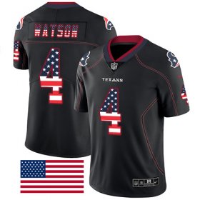 Wholesale Cheap Nike Texans #4 Deshaun Watson Black Men\'s Stitched NFL Limited Rush USA Flag Jersey