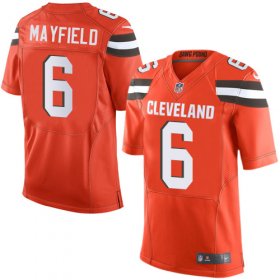Wholesale Cheap Nike Browns #6 Baker Mayfield Orange Alternate Men\'s Stitched NFL Elite Jersey
