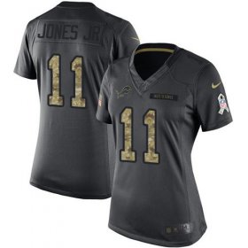 Wholesale Cheap Nike Lions #11 Marvin Jones Jr Black Women\'s Stitched NFL Limited 2016 Salute to Service Jersey